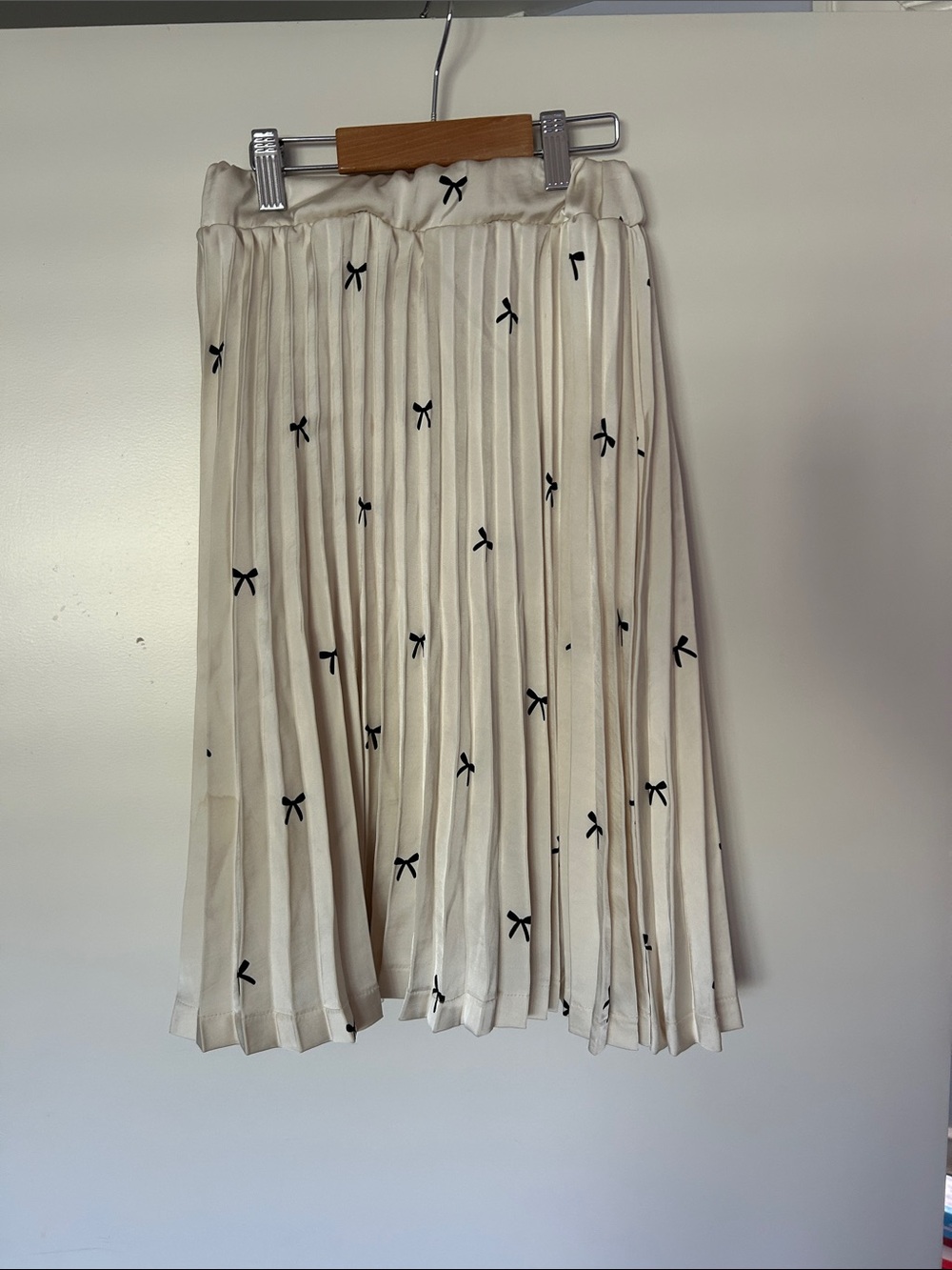 Melange kids Pleated Bow-Print Midi Skirt - Cream size 12